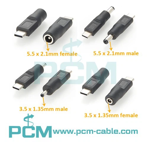 2,1-mm-5-VDC-Hohlstecker-zu-USB-C-Adapter