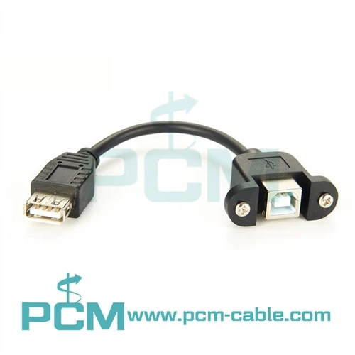 USB 2.0 Typ-B-Buchse für Schalttafelmontage auf USB 2.0 Typ-A-Kabel