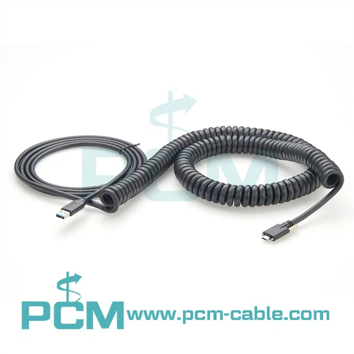 USB 3.1 Spiralkabel Typ A auf C 10 m