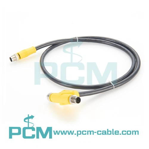 M12-T-Splitterkabel 3 4 5 6 8 Pin-Buchse auf Kabelstecker