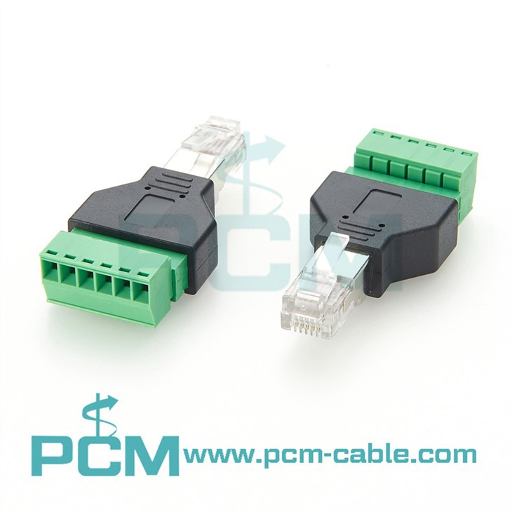RJ45 Stecker auf 8 Pin Schraubklemme Adapter Stecker