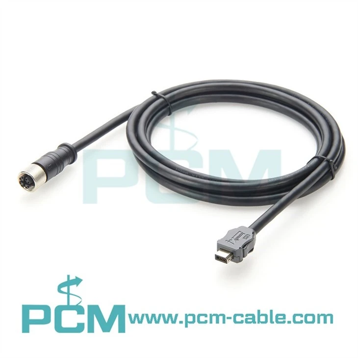 Flexible TPU M12 X-Code to HRS IX Cat6A Cable, 10Gbps, Oil-Resistant, Vibration Proof, for CNC AGV Systems - Custom Lengths