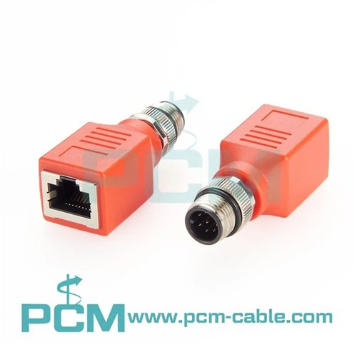 M12-zu-RJ45-Ethernet-Adapter M12 A-Code 8-polig